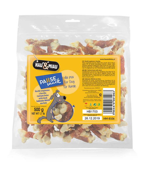 HM gryzak KOSTKI wapienne z mięsem KACZKA 500g