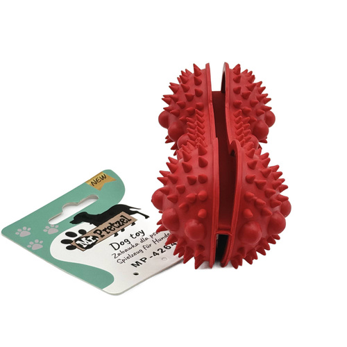 Mr. Pretzel Zabawka hantel gumowy na przysmaki z kolcami twardy dla psa 15cm