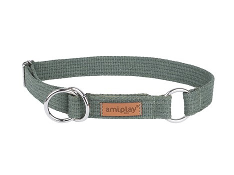 amiplay Obroża półzaciskowa Cotton M 26-40cmx2cm Khaki