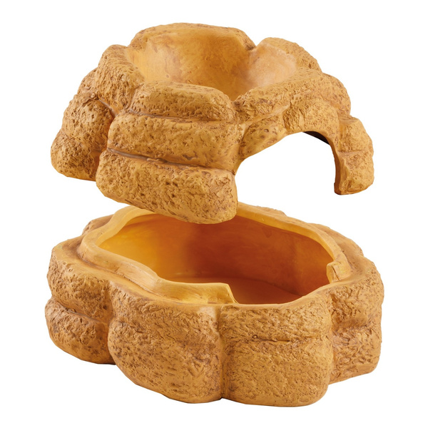 Eao Terra Big Rock kryjówka z miską do terrarium ceramiczna M 15x18x11 cm 75 ml