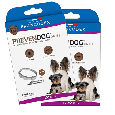 Francodex Obroża biobójcza PREVENDOG 35cm dla małych psów do 5kg x 2szt