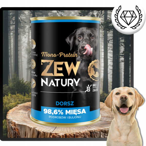 Karma dla Psa Mokra ZEW NATURY 800g Dorsz Cała Ryba dla Dorosłych Psów