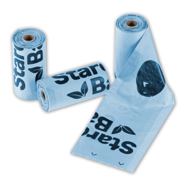 STARCHBAG Kompostowalne BIOworki na odchody 8 rolek x 15szt, kol. błękit