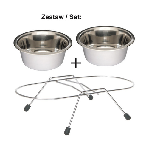 Barry King STOJAK Z MISKAMI 0,9 L CHROMOWANY