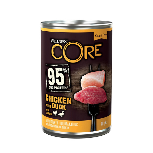Wellness  Core 95% Duo Potein karma mokra dla psów dorosłych, kurczak i kaczka 400g