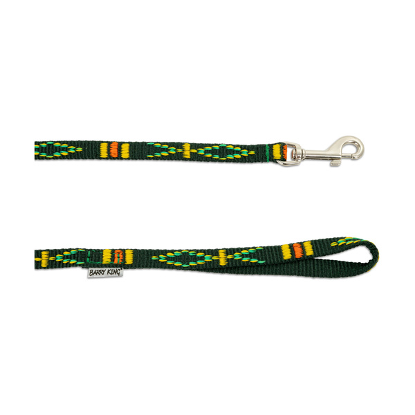 Barry King Smycz dla psa, zielona, wzór etniczny, taśma polipropylenowa, 25mm/120cm