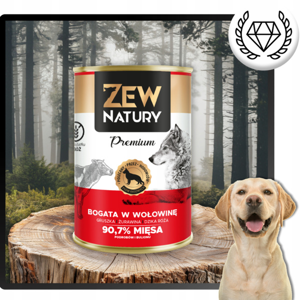Mokra Karma dla Psa ZEW NATURY 800g Bogata w Wołowinę Dla Dorosłych Psów