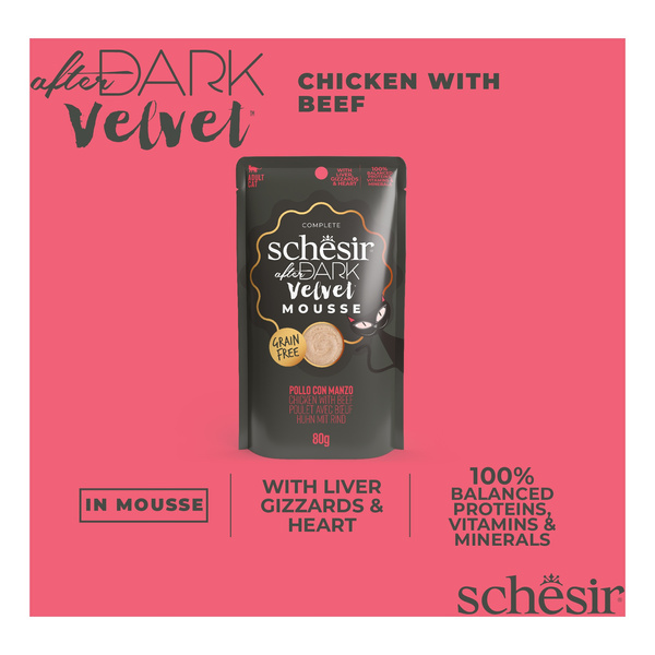 Schesir After Dark Velvet Mousse karma mokra dla kota kurczak z wołowiną 80 g