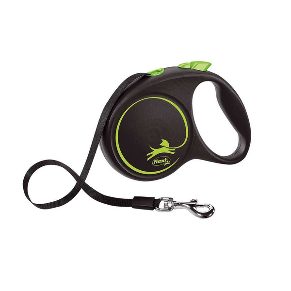 FLEXI Smycz automatyczna Black Design M taśma 5m/ 25kg zielony