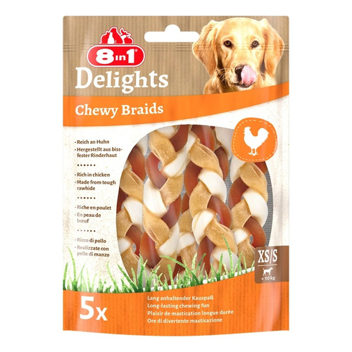 Przysmak 8in1 Delights pleciony sznur Chewy Braids dla psa XS/S 75g