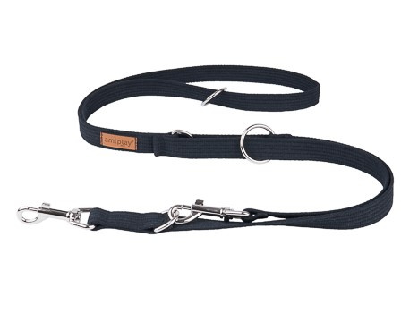 amiplay Smycz regulowana 6in1 Cotton S 100-200x1,5cm Czarny