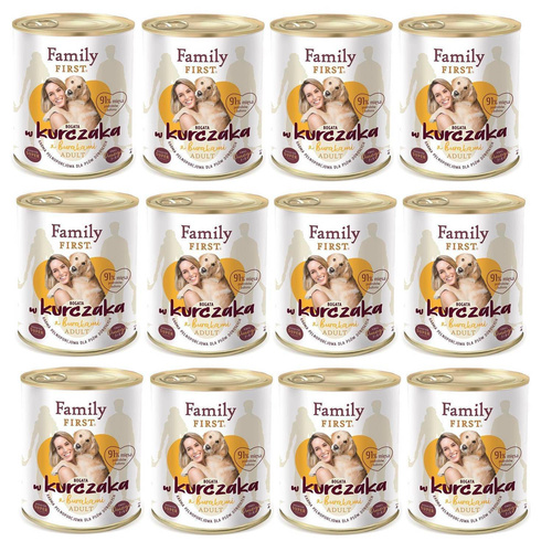 Family First KURCZAK z burakami dla Psa 12 x 800g