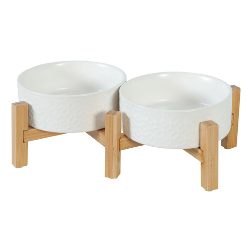 ZOLUX Miska ceramiczna dla psa i kota KERAMO DUO kol. biały 2 x 300 ml