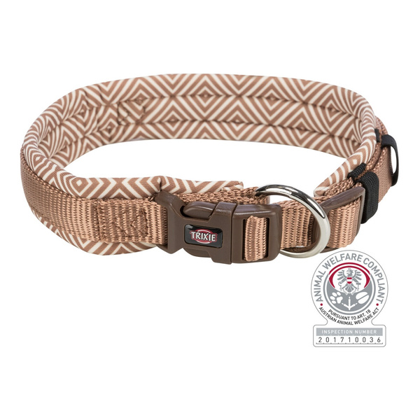 Trixie Premium, szeroka obroża, dla psa, diament boho/karmel, taśma parciana, L: 49-55 cm/25 mm, podbita neoprenem