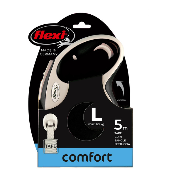 FLEXI Smycz automatyczna dla psa New Comfort L taśma 5 m kol. czarny