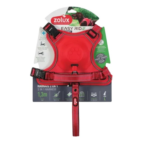 ZOLUX Szelki dla psa ze smyczą automatyczną Easyride L czerwone