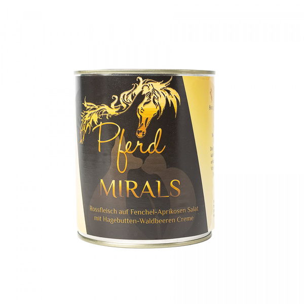 MIRALS Pferd - Konina na sałatce z kopru włoskiego i moreli oraz kremem z owoców dzikiej róży (800g)