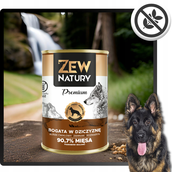 Mokra Karma Dla Psa ZEW NATURY 400g Bogata w Dziczyznę Dla Dorosłych Psów
