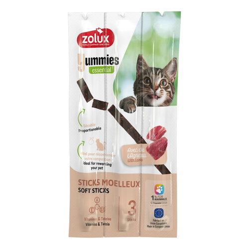 ZOLUX Miękkie przysmaki dla kota pałeczki YUMMIES jagnięcina ryż 3x5g