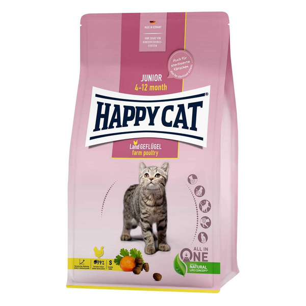 Happy Cat Junior sucha karma dla kociąt w wieku 4-12 mies drób 10kg