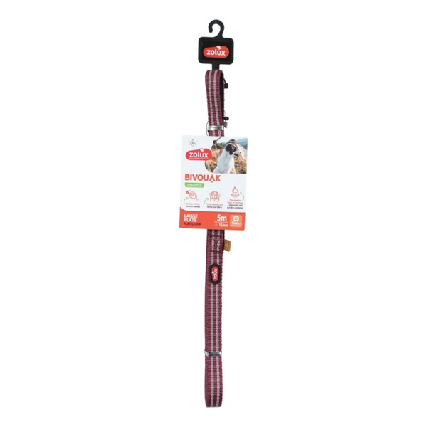 ZOLUX Smycz płaska dla psa BIVOUAK 15mm/5m czerwona