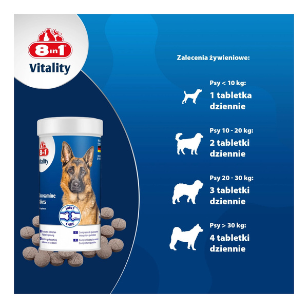 8in1 Vitality Glukozamina dla psów stawy i aktywność 55tb
