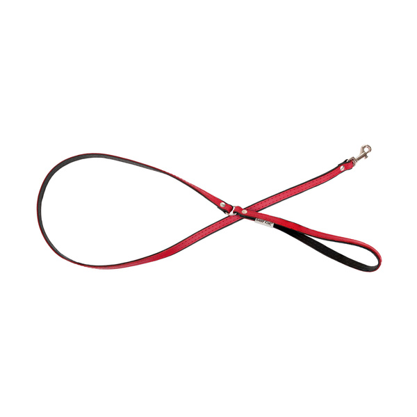 Barry King Smycz skórzana dla psa, czerwony/czarny, XS-S, 12mm/120cm