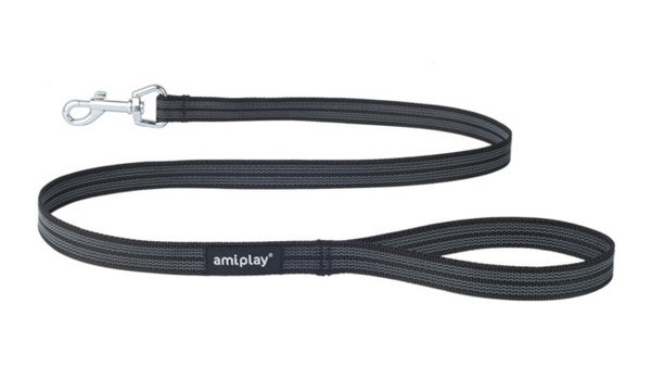 amiplay Smycz Rubber S-M 120x1,6cm Czarny