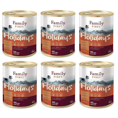 Family First Jagnięcina wołowina ziemniaki 6 x800g