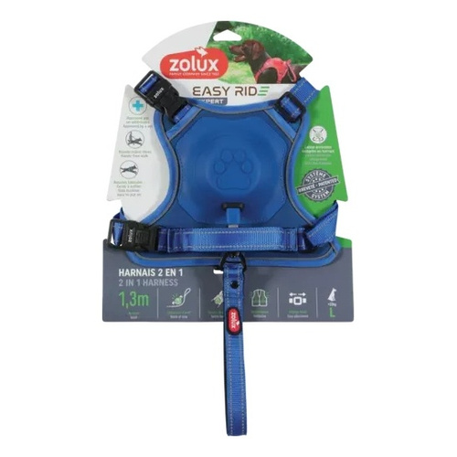 ZOLUX Szelki dla psa ze smyczą automatyczną Easyride L niebieskie