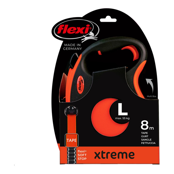 FLEXI Smycz automatyczna dla psa XTREME L taśma 8 m kol. pomarańczowy