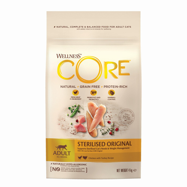 Wellness Core Sterilised Original karma sucha dla kotów dorosłych po sterylizacji, kurczak i indyk 4 kg