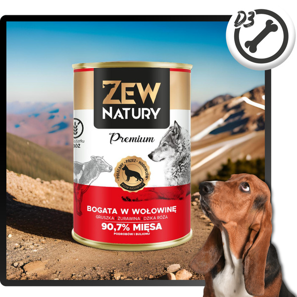 Mokra Karma dla Psa ZEW NATURY 400g Bogata w Wołowinę Dla Dorosłych Psów