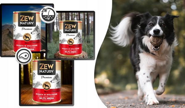 Mokra Karma dla Psa ZEW NATURY 400g Bogata w Wołowinę Dla Dorosłych Psów