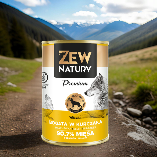 Mokra Karma Dla Psa Bogata w Kurczaka Puszka 400g Zew Natury PREMIUM