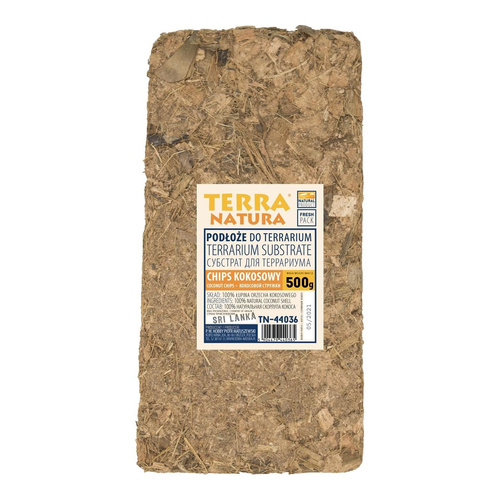 Podłoże do terrarium brykiet chips kokosowy foliowany 500g (kraj pochodzenia Sri Lanka)