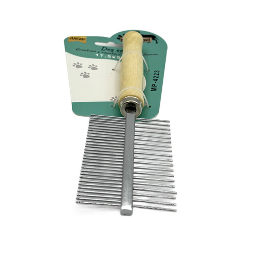 Mr. Pretzel Grzebień z drewnianą rączką dwustronny 17cm