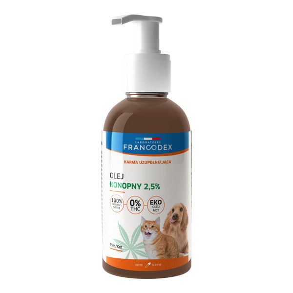 FRANCODEX PL Olej konopny CBD dla psów i kotów bez THC 2,5% 10 ml
