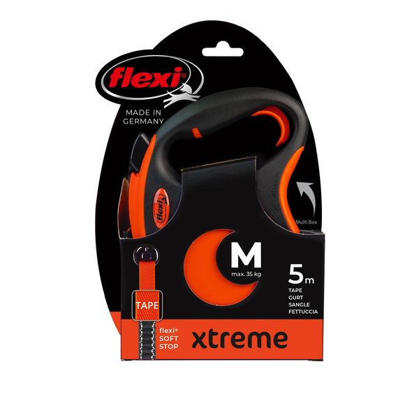 FLEXI Smycz automatyczna dla psa XTREME M taśma 5 m kol. pomarańczowy