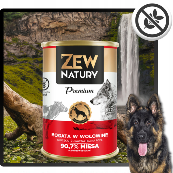 Mokra Karma dla Psa ZEW NATURY 800g Bogata w Wołowinę Dla Dorosłych Psów
