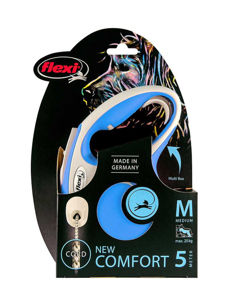 FLEXI Smycz automatyczna New Comfort M linka 5m/ 20kg niebieski