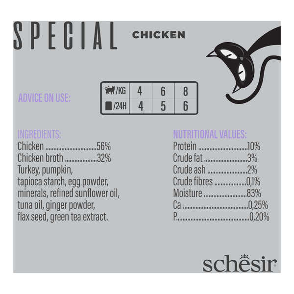 Schesir Special Mousse Light karma mokra dla kota kurczak i indyk z dynią 70 g