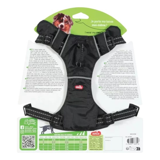 ZOLUX Szelki dla psa ze smyczą automatyczną Easyride S czarne