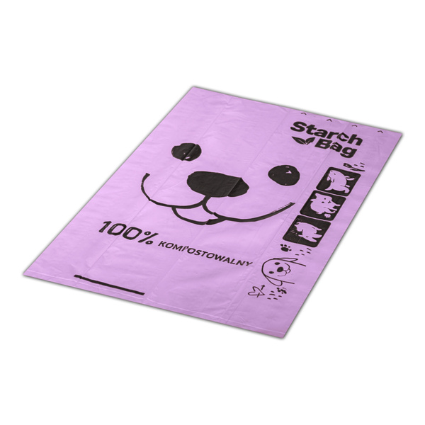 STARCHBAG Kompostowalne BIOworki na odchody 8 rolek x 15szt, kol. liliowy