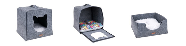 amiplay Kostka dla kota Quick Press 2in1 Hygge Cat 38x38x36cm Szary