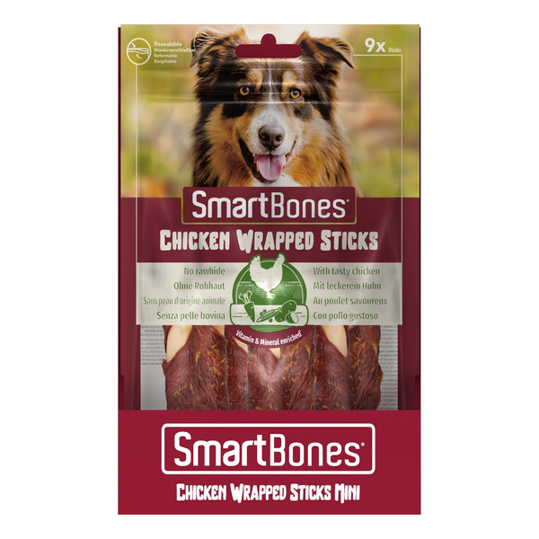 SMART BONES Przysmak dla psa mięsne pałeczki o smaku kurczaka Mini 9 szt.