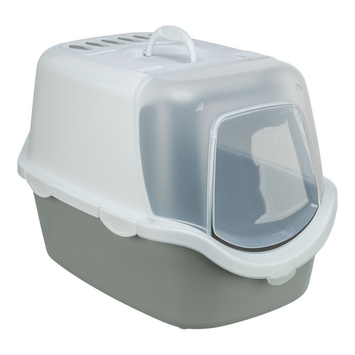 Trixie Vico Open Top, kuweta kryta, dla kota, jasnoszara/biała, 40 × 40 × 56 cm, z łopatką