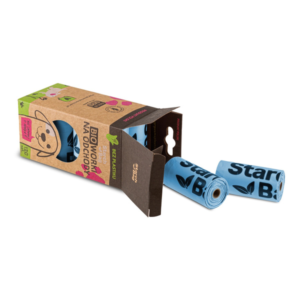 STARCHBAG Kompostowalne BIOworki na odchody 8 rolek x 15szt, kol. błękit