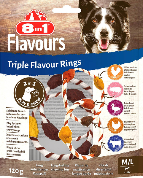 8in1 FLAVOURS Triple Flavour Rings M/L przysmak dla psa 120g