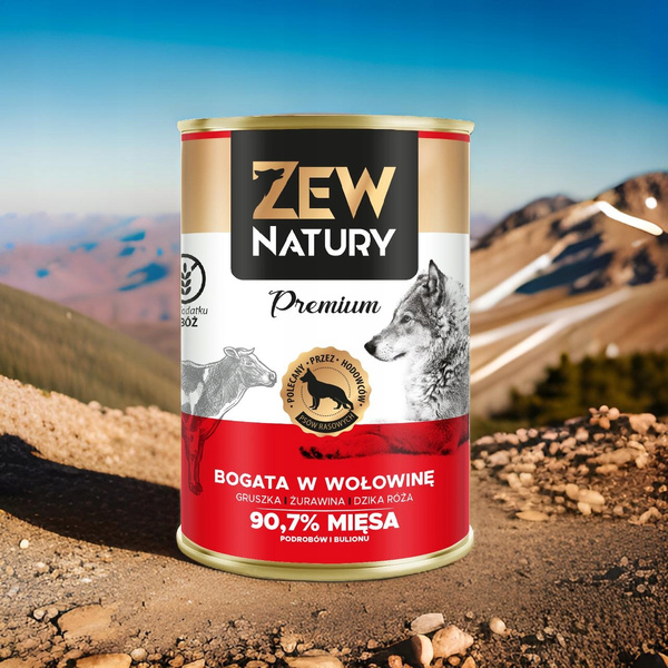 Mokra Karma dla Psa ZEW NATURY 400g Bogata w Wołowinę Dla Dorosłych Psów